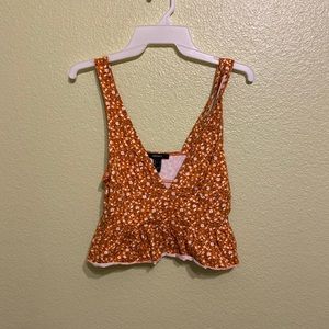 Forever 21 orange floral crop top